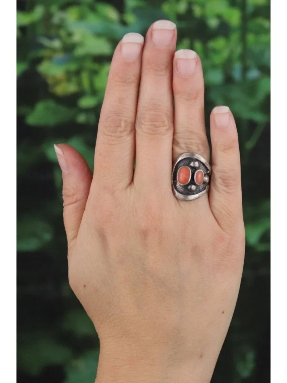 Sterling Silver Coral Ring Size 5 1/2 Woman Teen Children's Pinky - Picture 2 of 6